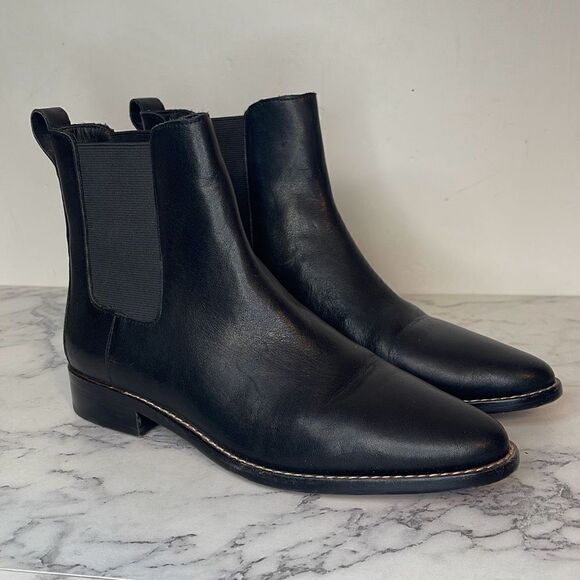 J. Crew Black Leather Chelsea Boot 7 - Picture 1 of 8